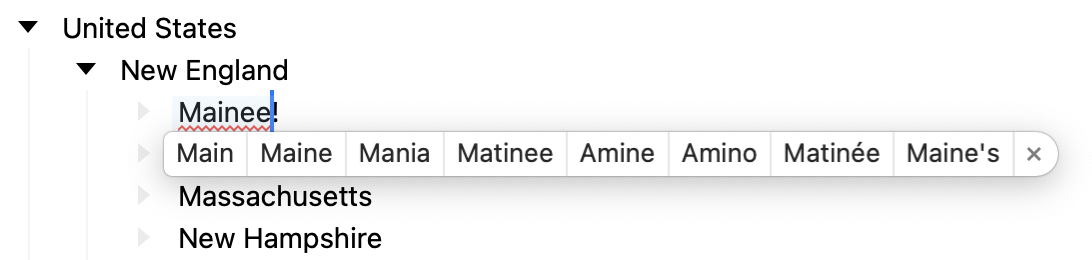 Word suggestions