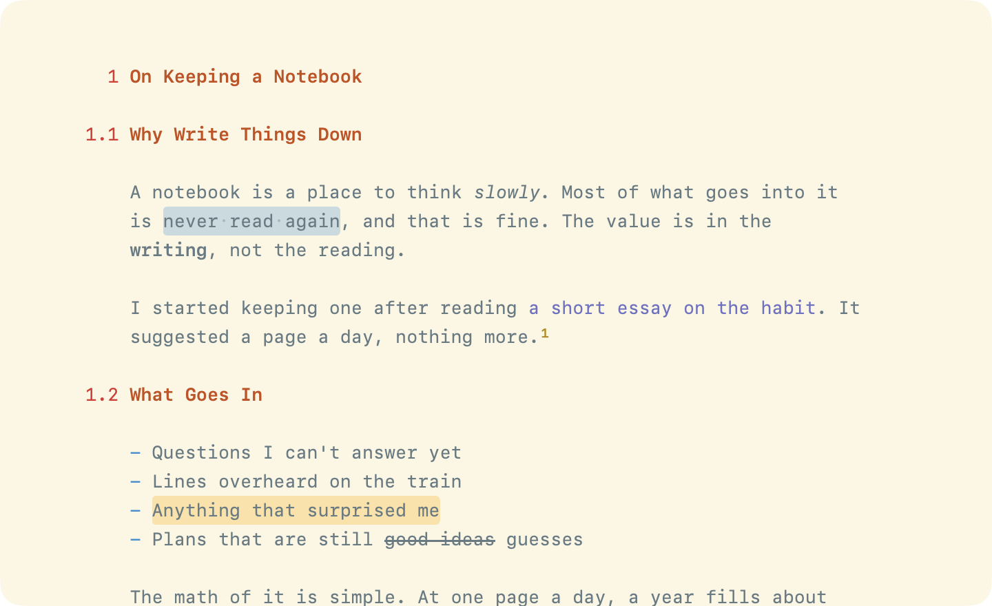 The essay with a phrase selected